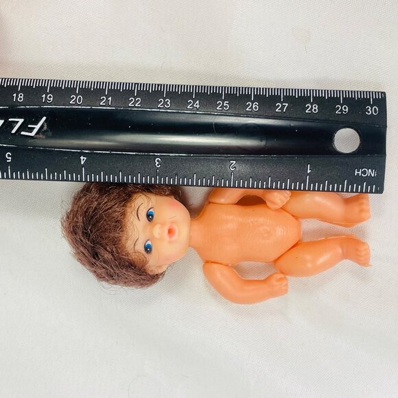 Vintage Crafts Baby Jane Doll Jointed Hard Plastic With Bottle Brunette 4 inch - Picture 7 of 7